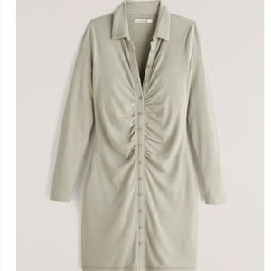 Abercrombie Light Green Ruched Knit Shirt Dress size Large